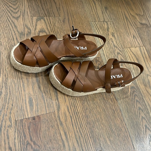 Prada sandals. Size 36.5. Dark brown. Espadrille style. Runs large. - Picture 5 of 13